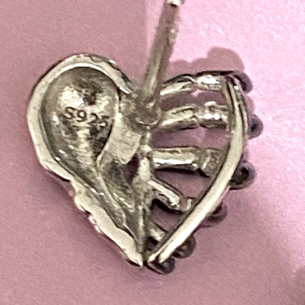 925 Sterling Silver Halloween Gothic Night Club Skeleton Heart  Skull Earrings - Picture 4 of 8